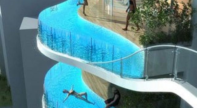 Turnul cu piscine in balcon
