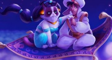 Grumpy Cat alaturi de personajele Disney