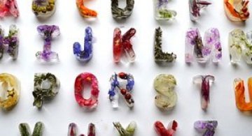 Alfabet din flori si gheata