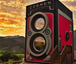 Cafeneaua in forma de aparat foto, din Coreea de Sud